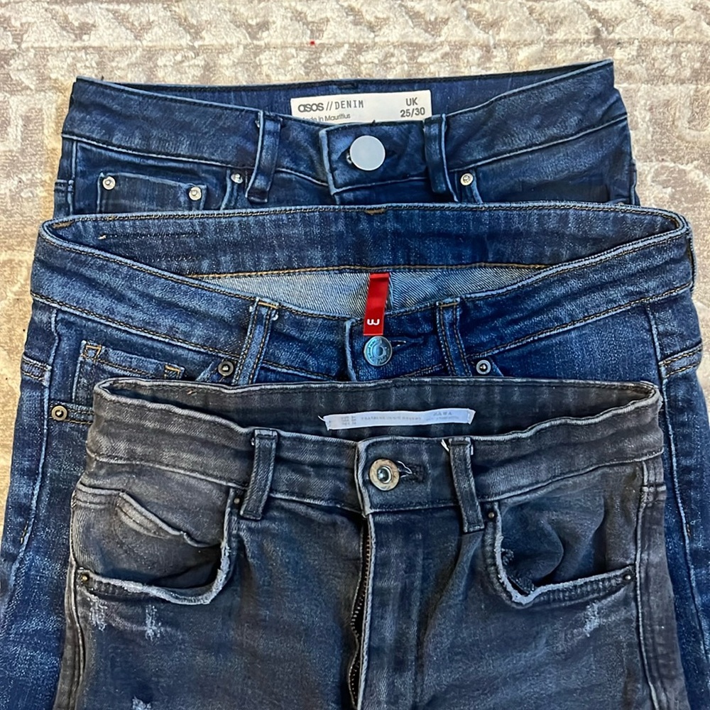 Jeans bundle - set of 3 - uniqlo 24, Zara 24, asos 25 skinny leg